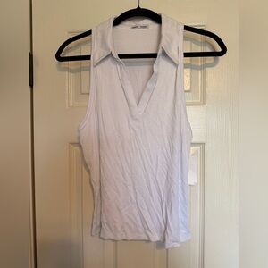 Sweet Romeo White Sleeveless Collared Tank